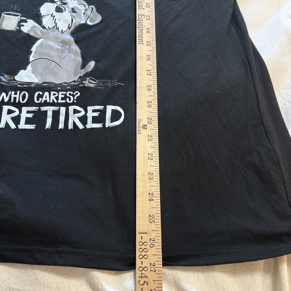 Schnauzer With Coffee Graphic Print Retired Saying Black Short Sleeve T-shirt XL - Picture 5 of 5